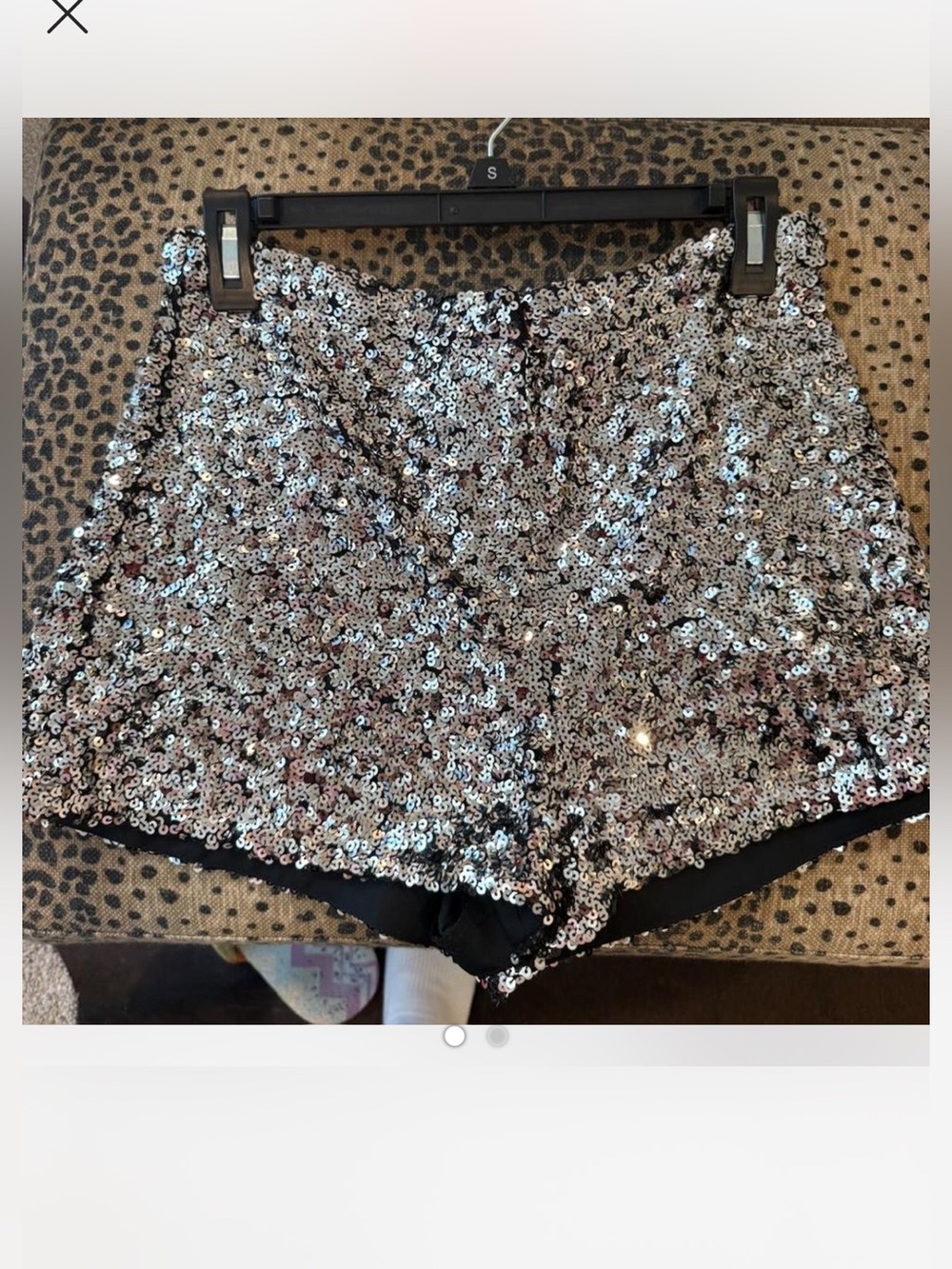 Zara Silver Sequin High-Waist Shorts